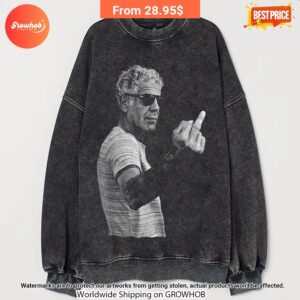 Anthony Bourdain Middle Finger Vintage Acid Washed Shirt