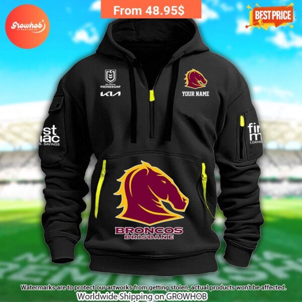 Brisbane Broncos Custom Half Zip Hoodie