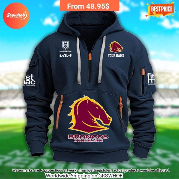 Brisbane Broncos Custom Half Zip Hoodie