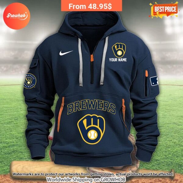 Milwaukee Brewers Custom Half Zip Hoodie