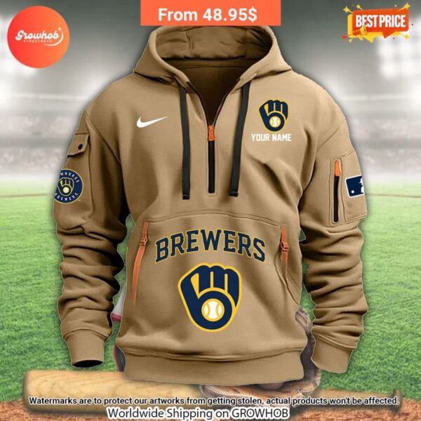 Milwaukee Brewers Custom Half Zip Hoodie