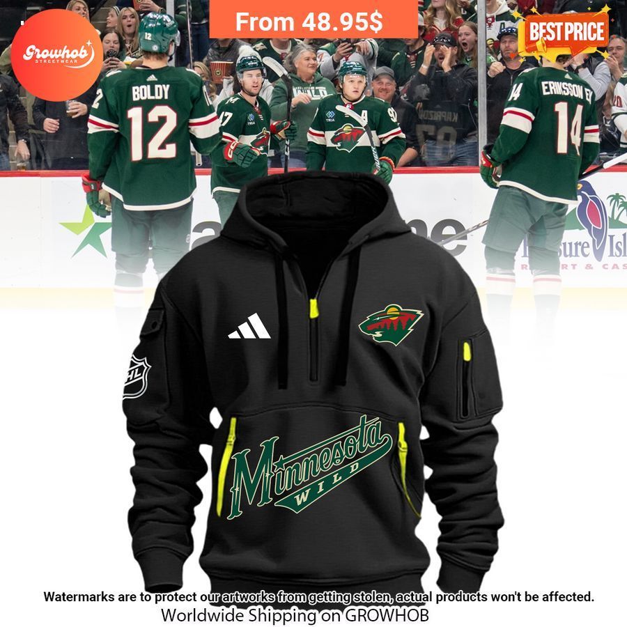 Minnesota Wild Half Zip Heavy Hoodie