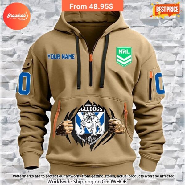 Personalized Canterbury-Bankstown Bulldogs Half Zip Heavy Hoodie