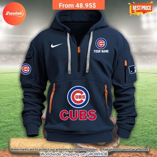 Personalized Chicago Cubs Half Zip Heavy Hoodie