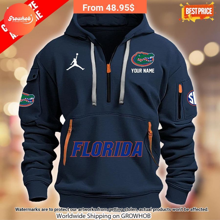 Personalized Florida Gators Half Zip Heavy Hoodie 1