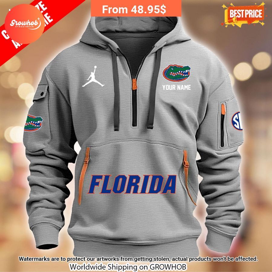 Personalized Florida Gators Half Zip Heavy Hoodie 3