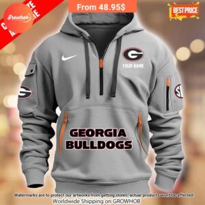 personalized georgia bulldogs half zip heavy hoodie 3 289