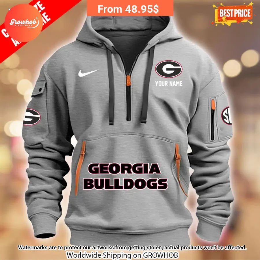 Personalized Georgia Bulldogs Half Zip Heavy Hoodie 3