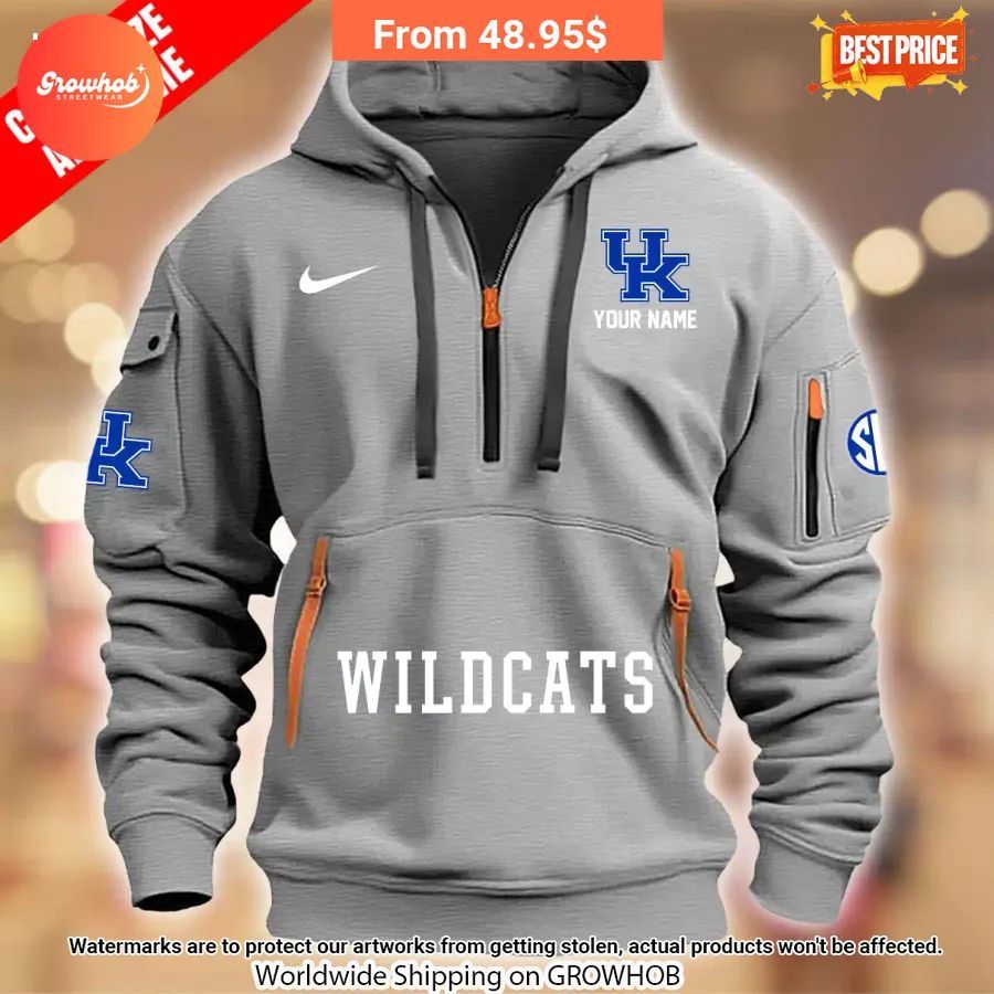 Personalized Kentucky Wildcats Half Zip Heavy Hoodie 3