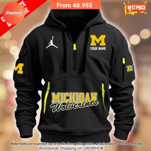 personalized michigan wolverines half zip heavy hoodie 4 744