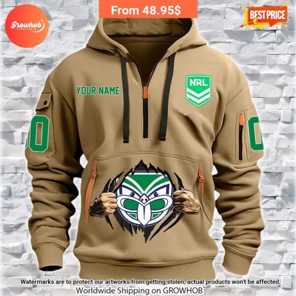 Personalized New Zealand Warriors Half Zip Heavy Hoodie