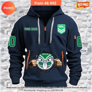 Personalized New Zealand Warriors Half Zip Heavy Hoodie