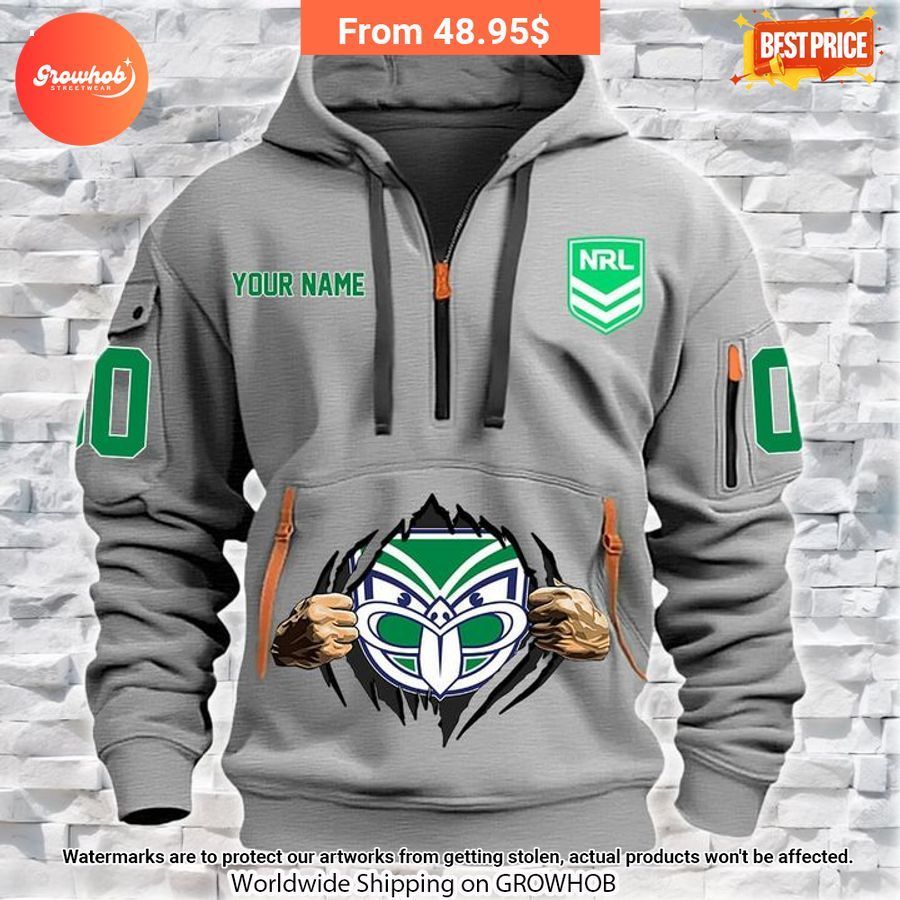 Personalized New Zealand Warriors Half Zip Heavy Hoodie 4