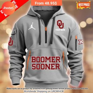 personalized oklahoma boomer sooner half zip heavy hoodie 3 513