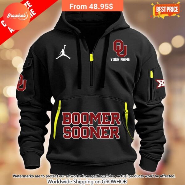 Personalized Oklahoma Boomer Sooner Half Zip Heavy Hoodie