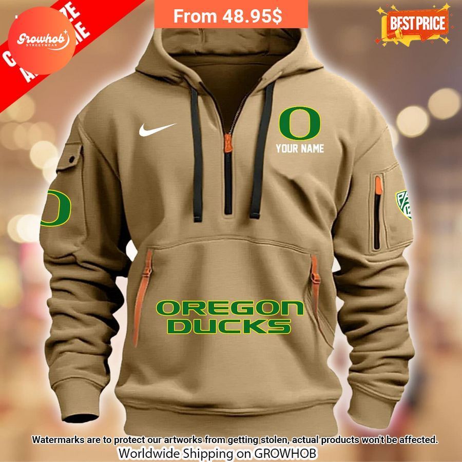 Personalized Oregon Duck Half Zip Heavy Hoodie 2