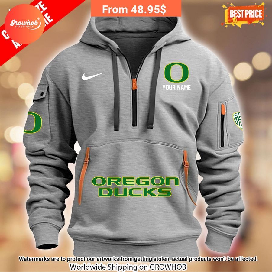 Personalized Oregon Duck Half Zip Heavy Hoodie 3