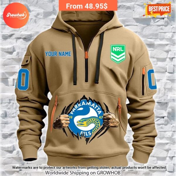 Personalized Parramatta Eels Half Zip Heavy Hoodie