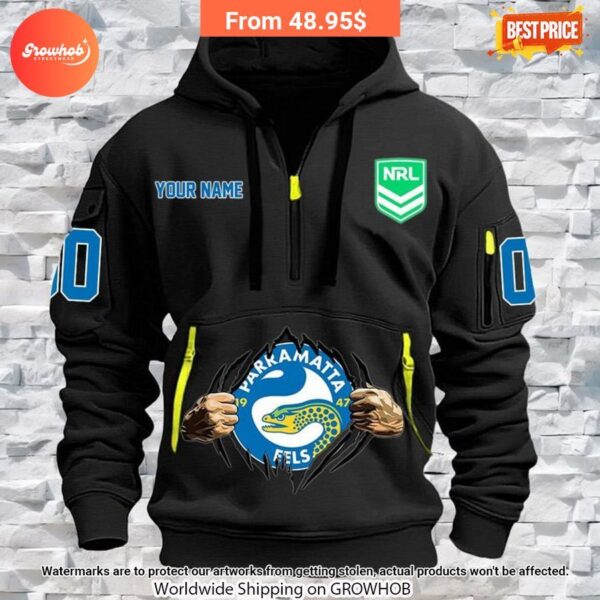 Personalized Parramatta Eels Half Zip Heavy Hoodie