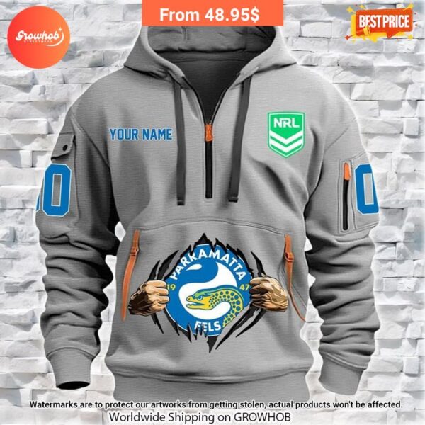 Personalized Parramatta Eels Half Zip Heavy Hoodie