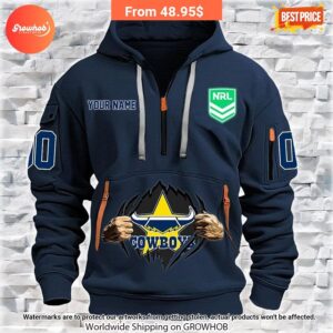 Personalized Queensland Cowboys Half Zip Heavy Hoodie