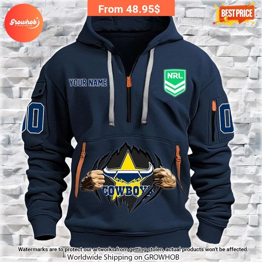 Personalized Queensland Cowboys Half Zip Heavy Hoodie 2