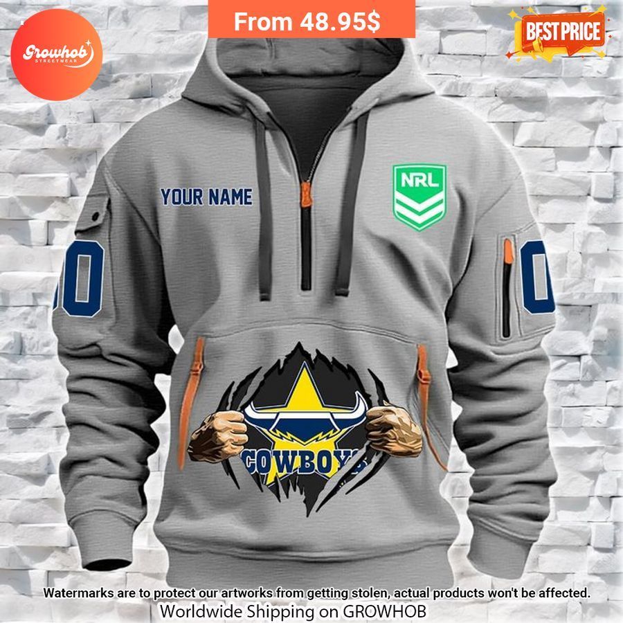 Personalized Queensland Cowboys Half Zip Heavy Hoodie 3