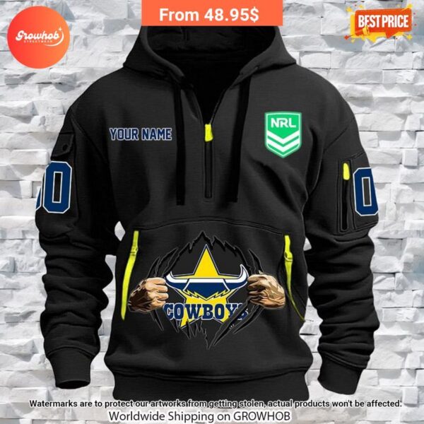 Personalized Queensland Cowboys Half Zip Heavy Hoodie