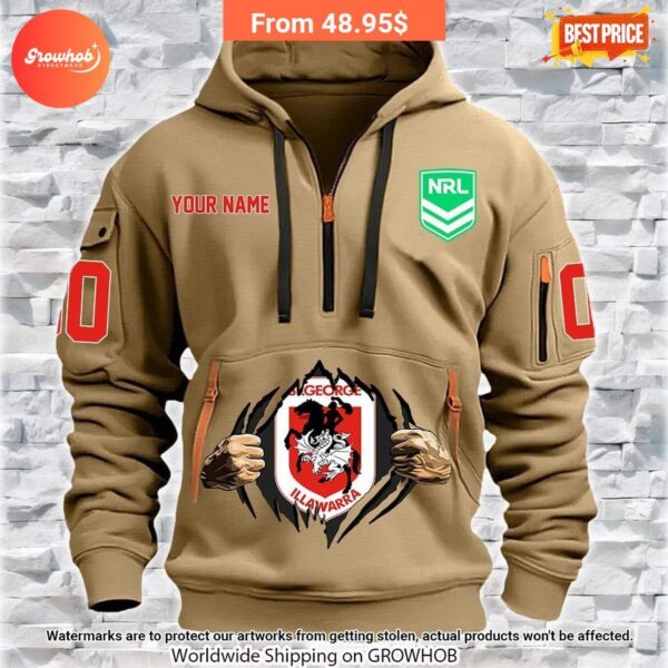 Personalized St. George Illawarra Dragons Half Zip Heavy Hoodie