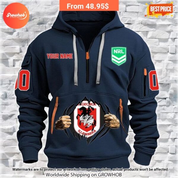 Personalized St. George Illawarra Dragons Half Zip Heavy Hoodie