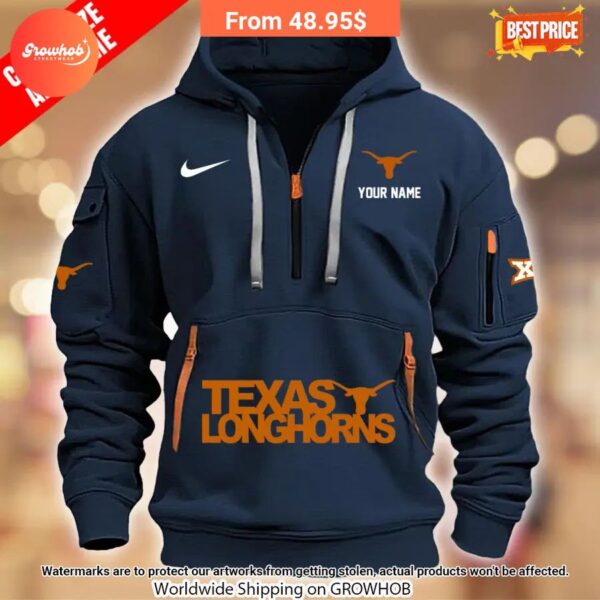 Personalized Texas Longhorns Half Zip Heavy Hoodie