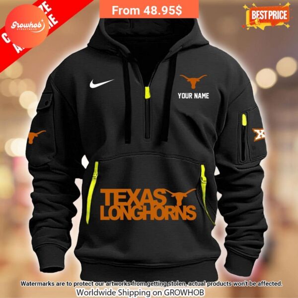 Personalized Texas Longhorns Half Zip Heavy Hoodie