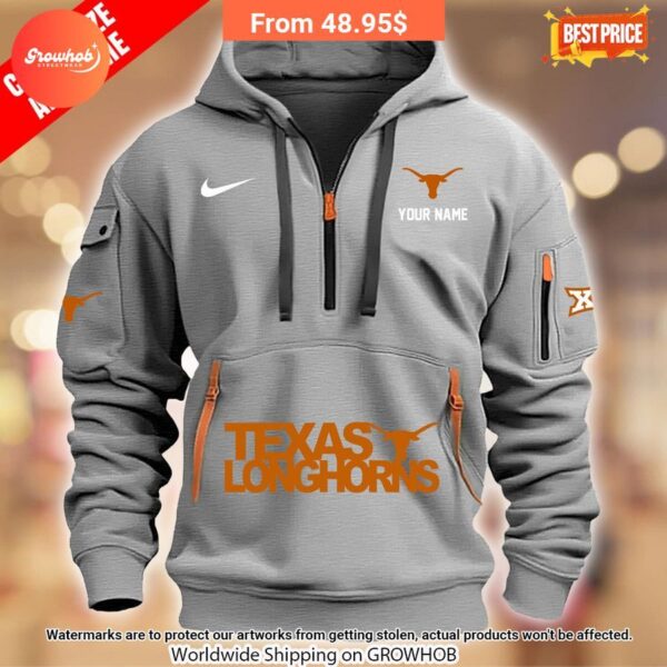 Personalized Texas Longhorns Half Zip Heavy Hoodie