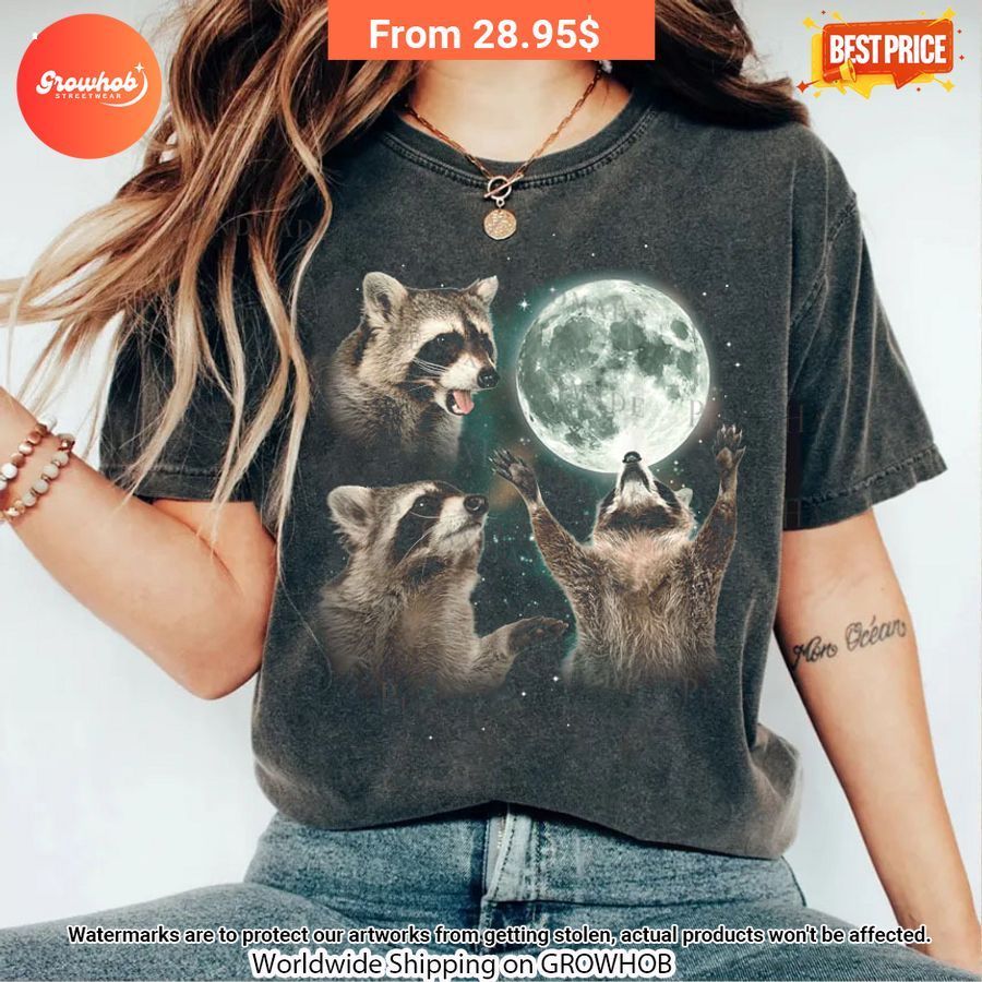 Racoons Howling At The Moon Vintage Acid Washed Shirt 1