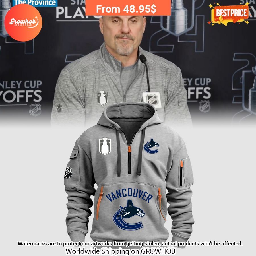 Vancouver Canucks Stanley Cup Playoffs 2024 Half Zip Hoodie 1