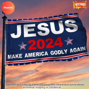 Jesus 2024 Make America Godly Again Flag