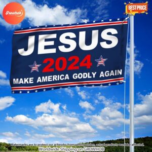 Jesus 2024 Make America Godly Again Flag 2