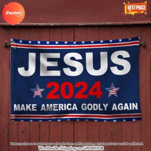 Jesus 2024 Make America Godly Again Flag 3