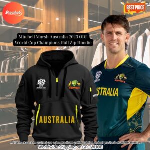 Mitchell Marsh Australia 2023 ODI World Cup Champions Half Zip Hoodie