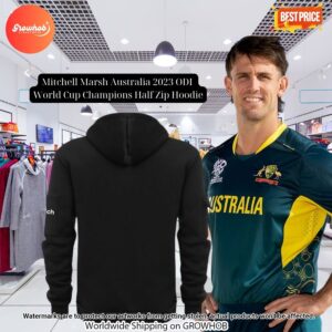 Mitchell Marsh Australia 2023 Odi World Cup Champions Half Zip Hoodie 2