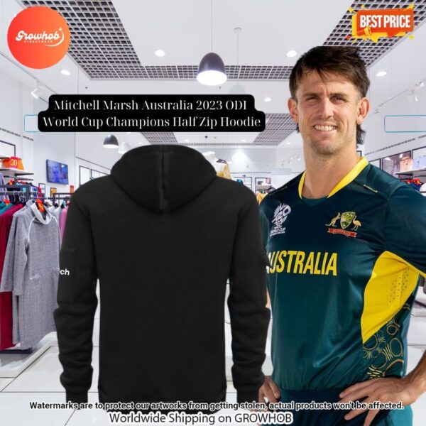 Mitchell Marsh Australia 2023 ODI World Cup Champions Half Zip Hoodie